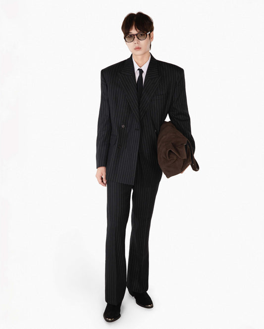 【REVURA レビュ―ラ】SERGE WOOL BOOTCUT TROUSERS - BLACK STRIPE