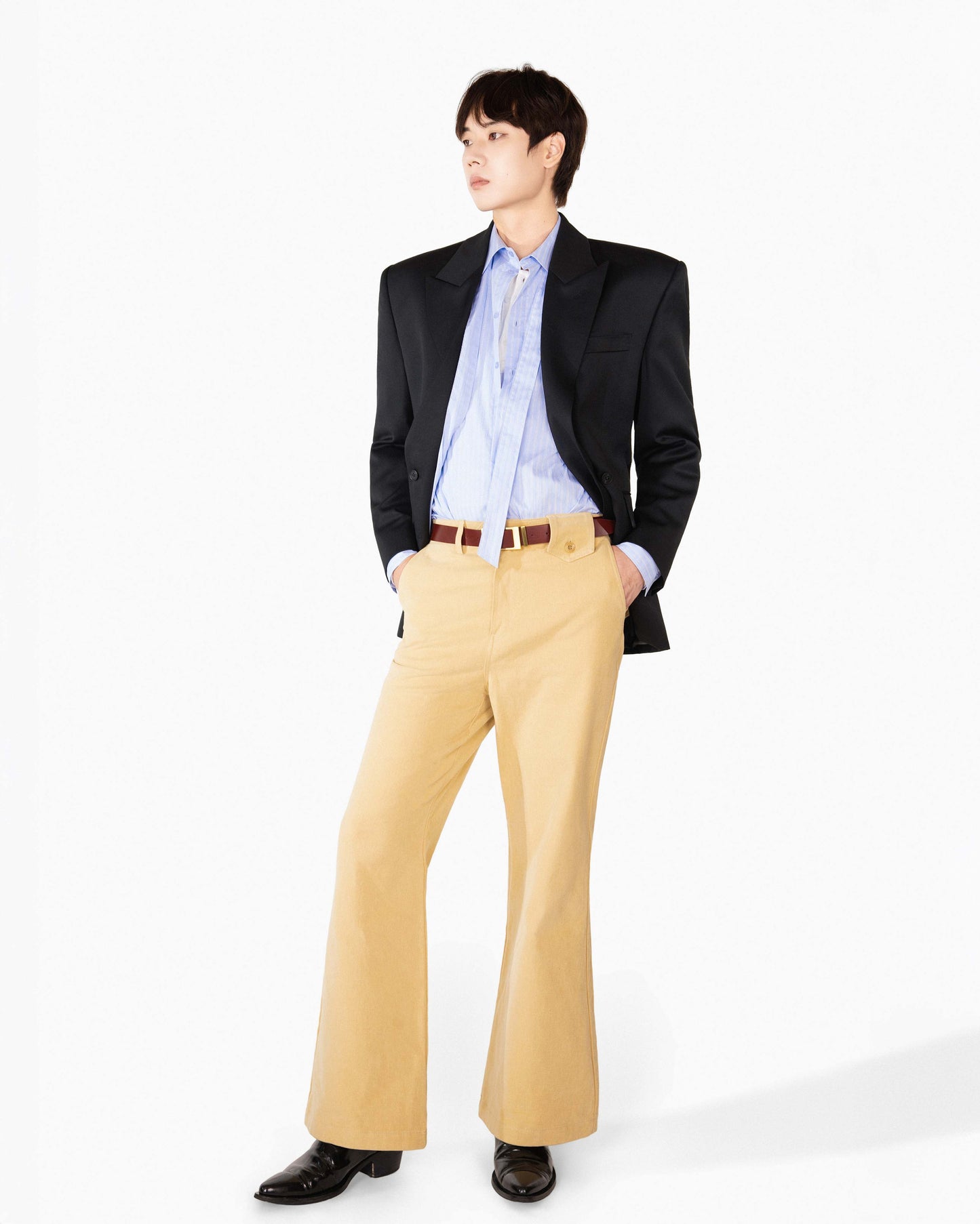 【REVURA レビュ―ラ】DROIT FLARED BELL BOTTOM CHINO PANTS - BEIGE