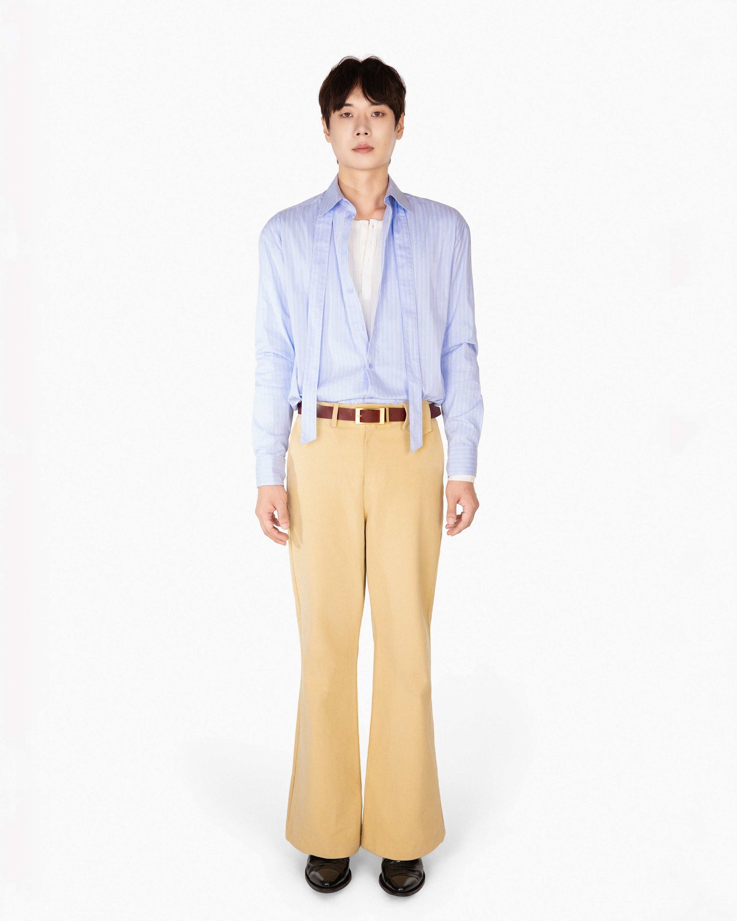 【REVURA レビュ―ラ】BRILLER PIN STRIPE SHIRTS - SKYBLUE