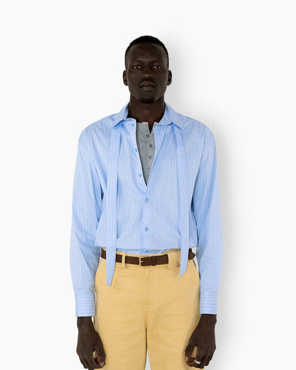 【REVURA レビュ―ラ】BRILLER PIN STRIPE SHIRTS - SKYBLUE