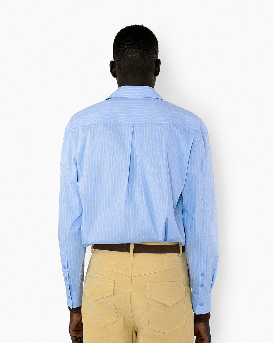 【REVURA レビュ―ラ】BRILLER PIN STRIPE SHIRTS - SKYBLUE