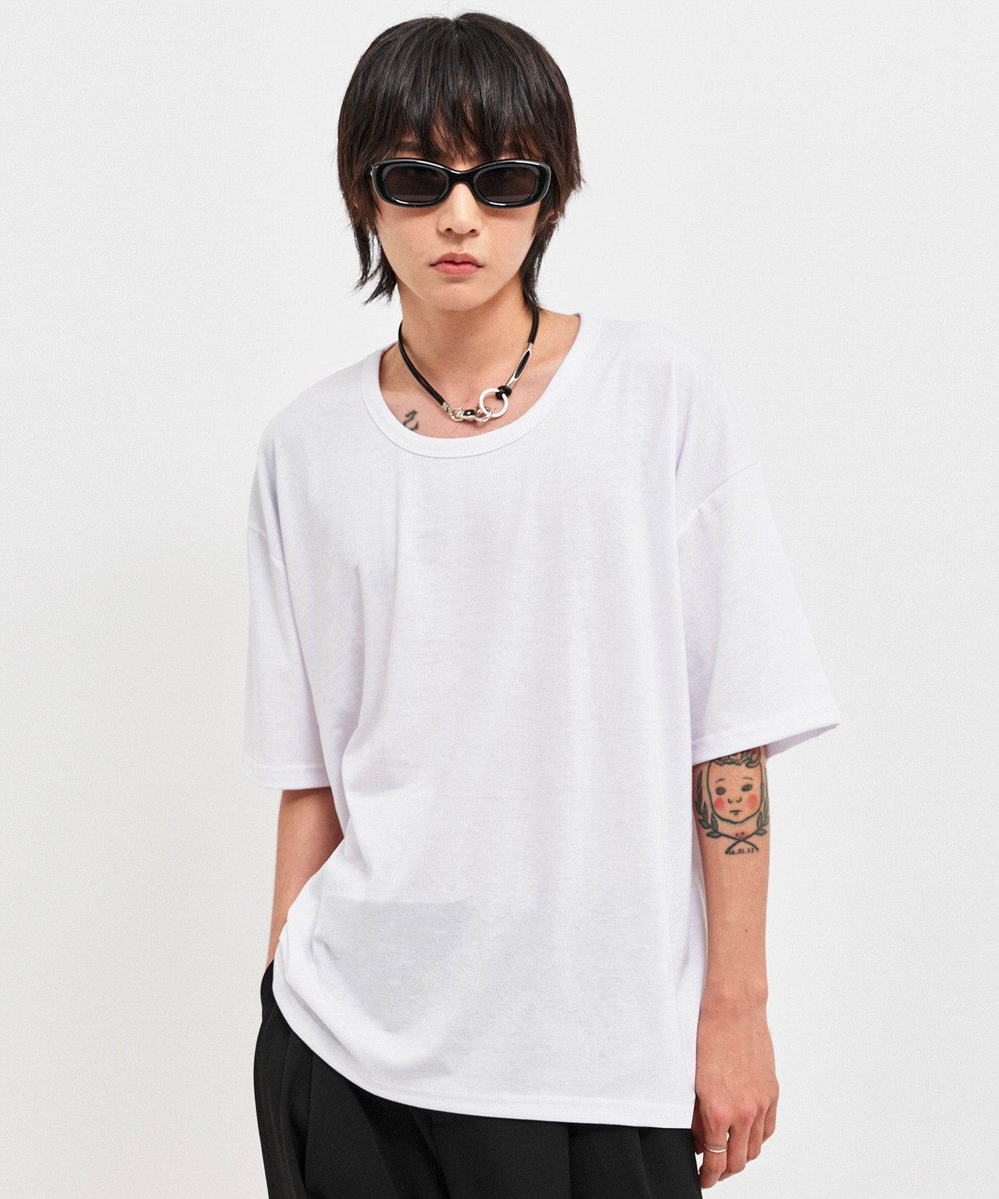 【C Wear シーウエア】OVERSIZED SILKET SCOOP NECK T-SHIRT WHITE