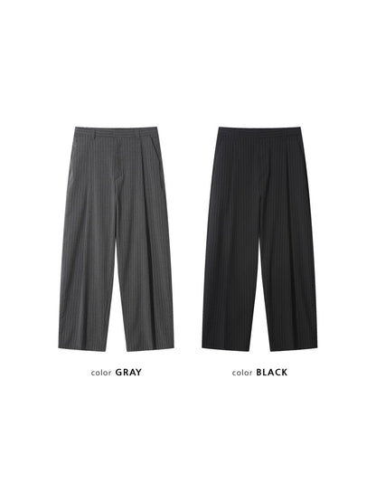 Pinstripe Two-Tuck Wide Slacks