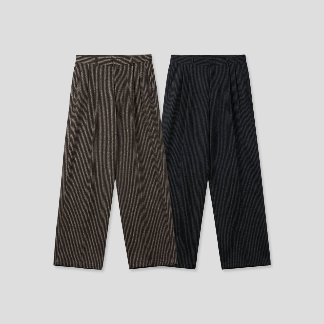 Winter Stripe Two-Tuck Wool Slacks