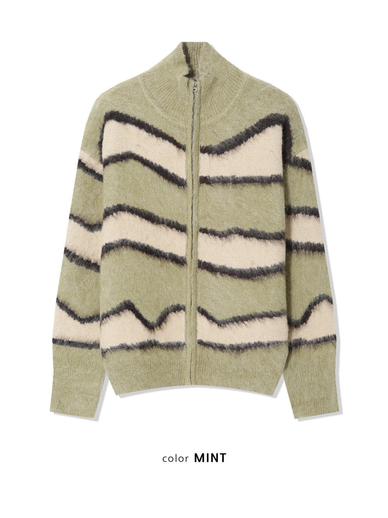 Wave Stripe Zip-Up Knit