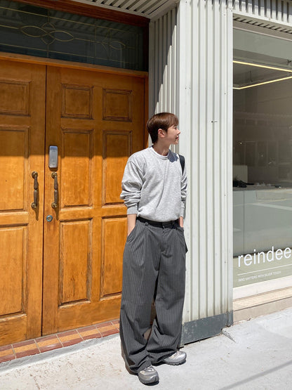 Pinstripe Two-Tuck Wide Slacks