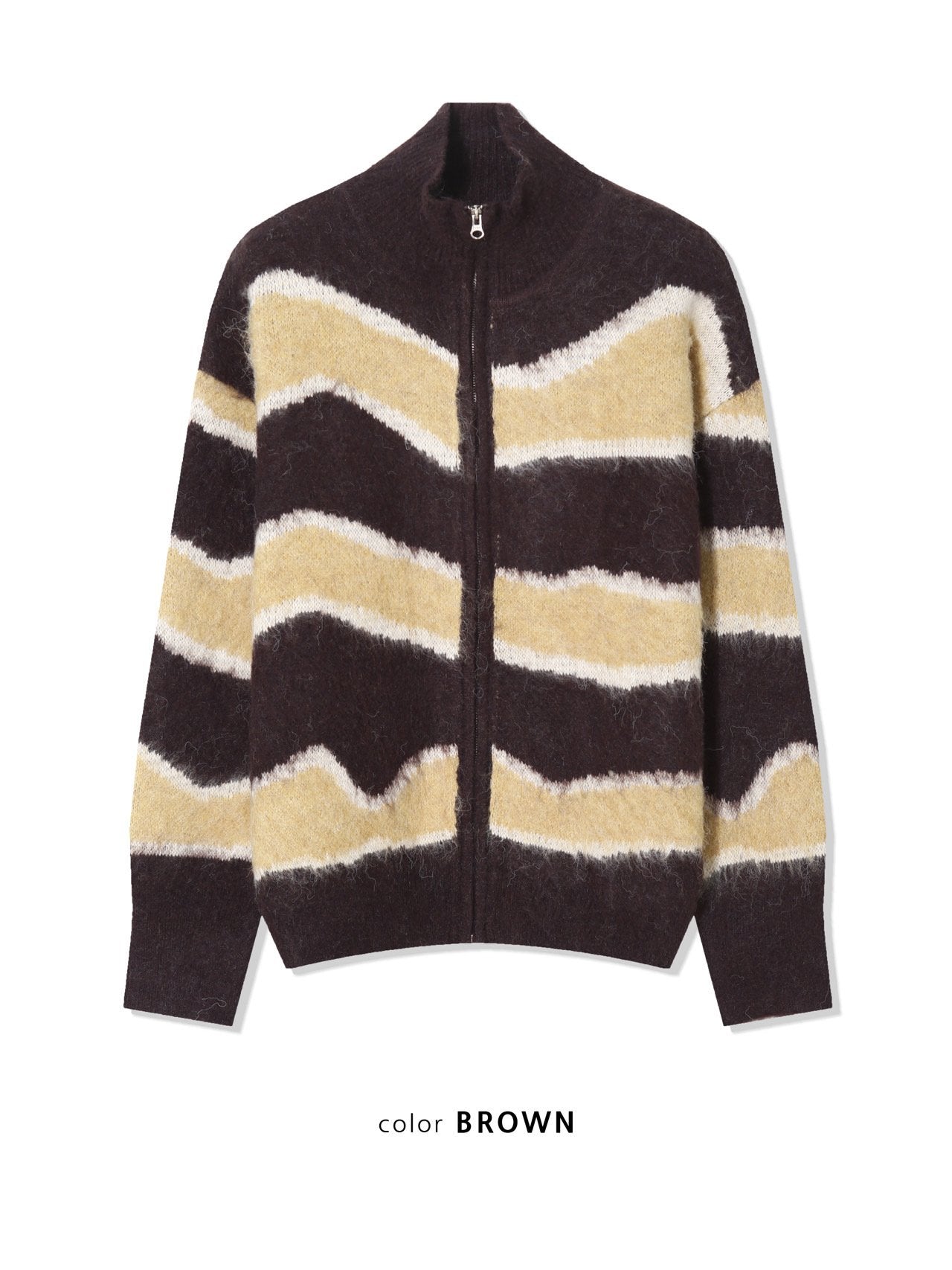 Wave Stripe Zip-Up Knit