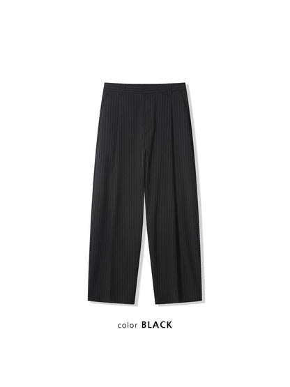 Pinstripe Two-Tuck Wide Slacks