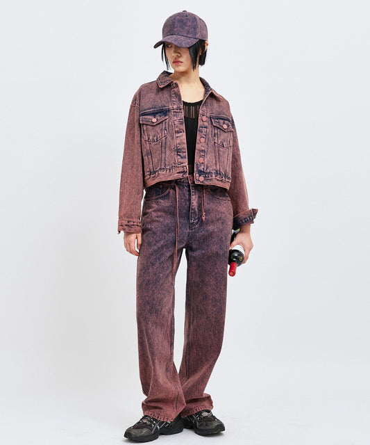 【C Wear シーウエア】WINE DENIM CROP TRUCKER JACKET